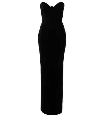 Alexandre Vauthier Black Crystal-embellished Velvet Gown