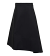 Jil Sander Asymmetric Virgin Wool Midi Skirt In Navy