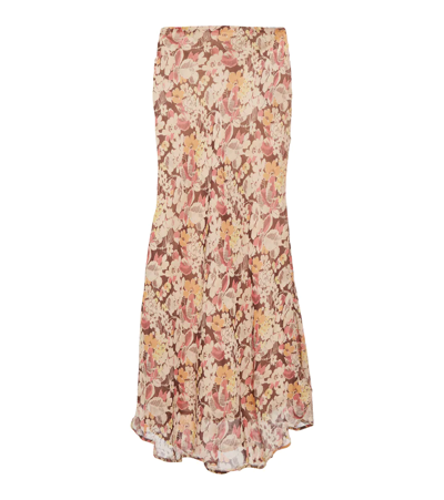 Polo Ralph Lauren Aja Floral-print Midi-skirt In Multi