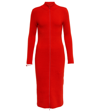 Loewe Zip-up Wool-blend Midi Dress In Vermillion