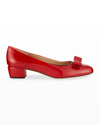 Ferragamo Vara Bow-detail Leather Pumps In Red