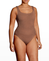 Hunza G Classic Square One Piece Metallic Cocoa One Size In Metallic Cocoa