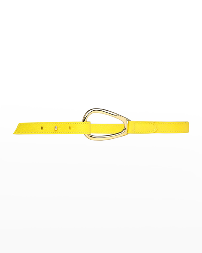 Vaincourt Paris L'adorable Small Pebbled Leather Belt In Yellow