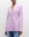 Off-white Pink Single Breasted Blazer With Logo Print To The Rear In Lilac Fuchsia