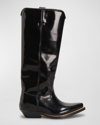 Chloé Nellie Leather Tall Western Boots In Black