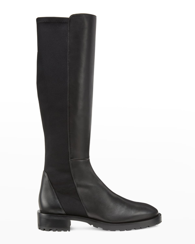 Stuart Weitzman 5050 Leather Lug-sole Knee Boots In Black