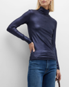 Majestic Soft Touch Long-sleeve Turtleneck In Anthracite Chine