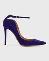 Gianvito Rossi Curve Ankle Strap Pointed Toe Pump In Black