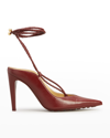 Bottega Veneta Ankle Wrap Pointed Toe Pump In Cherry