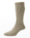 Pantherella Men's Rib-knit Crew Socks In Seashell Mix