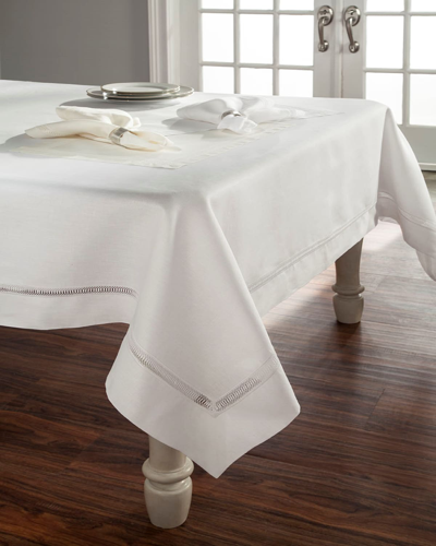 Home Treasures Doric Linen Tablecloth 72" X 126" In White