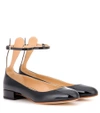 Francesco Russo Patent Ankle-strap Ballerina Flat With Bunny Ears In Black