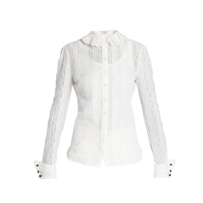 Saint Laurent Lace Details Shirt In White