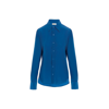 Saint Laurent Pleated Sleeve Silk Shirt In Blue