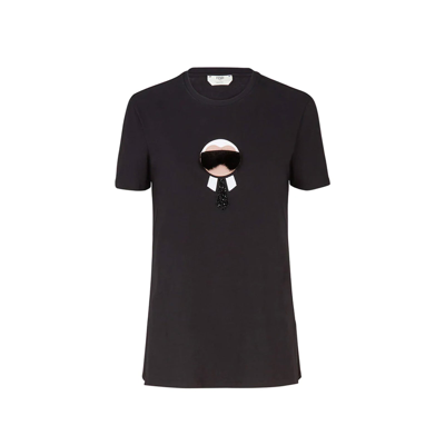 Fendi Karlito Motif T-shirt In Black