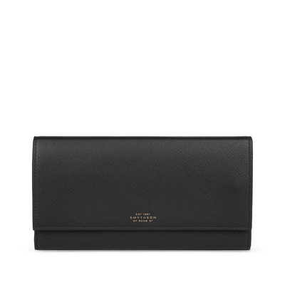 Smythson Marshall Travel Wallet In Panama In Black