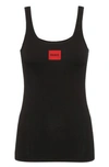 HUGO STRETCH-COTTON JERSEY VEST WITH RED LOGO PATCH- BLACK WOMEN'S UNDERWEAR AND NIGHTWEAR SIZE 2XL