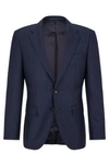 Hugo Boss Single-breasted Jacket In Stretch Wool In Dark Blue