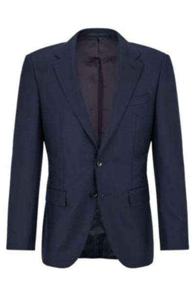Hugo Boss Single-breasted Jacket In Stretch Wool In Dark Blue