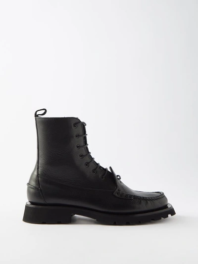 Hereu Cordo Leather Lace-up Boots In Black