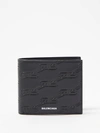 Balenciaga Bb-monogram Leather Bi-fold Wallet In Black