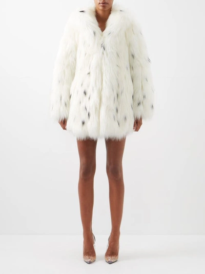Saint Laurent Lynx-spot Faux-fur Coat In Cream