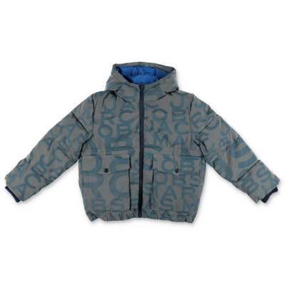 Little Marc Jacobs Grey Nylon Marc Jacobs Padded Jacket With Hood In Print