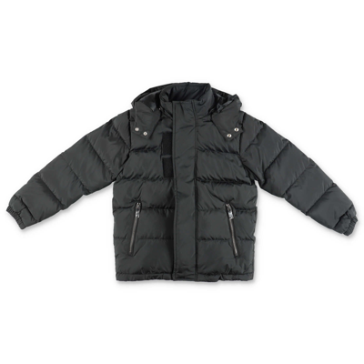 Givenchy Kids' Logo印花连帽蓬松夹克 In Black