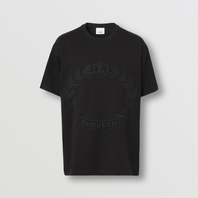 Burberry Oak Leaf Crest Cotton Oversized T-shirt In Black