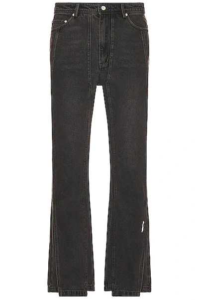 C2h4 Layered Flappy Straight Jean In Faded Black