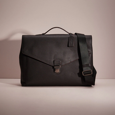 Coach Restored Metropolitan Soft Push Lock Brief In Gunmetal/black