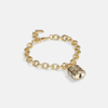 Coach Quilted Padlock Chain Bracelet In Gold/black