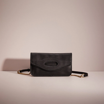 Coach Restored Foldover Cut Out Clutch Crossbody In Brass/black
