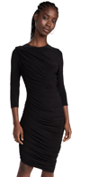 Norma Kamali Long Sleeve Shirred Dress In Black