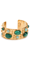 Sylvia Toledano Gold-plated Byzantine Malachite Cuff Bracelet In Malachite/amazonite