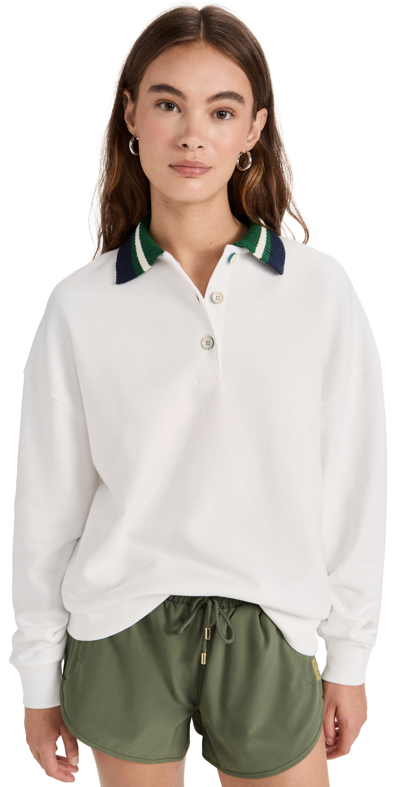 Tory Sport Merino French Terry Polo In Snow White