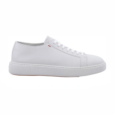 Santoni Tanned Leather Sneakers In White