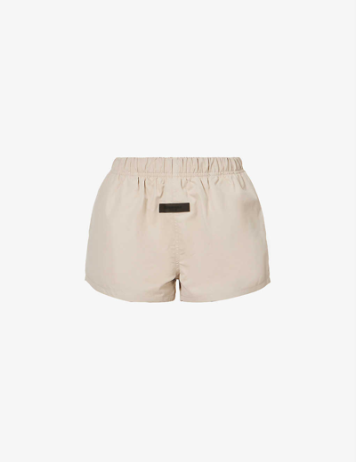 Essentials Logo-tab Mid-rise Cotton-blend Shorts In Smoke