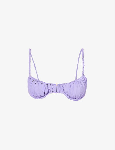 House Of Cb Cassis Ruched Underwired Bikini Top In Purple