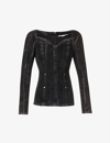 Stella Mccartney Women's Velvet Loveheart Denim Top In Washed Black
