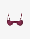 House Of Cb Cassis Ruched Underwired Bikini Top In Prune