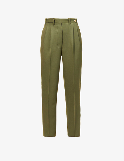 Giuliva Heritage The Cornelia Straight-leg Mid-rise Wool Trousers In Green