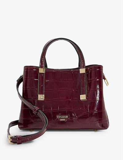 Dune Dinkydorrie Logo-embossed Faux-leather Tote Bag In Berry-croc Synthetic