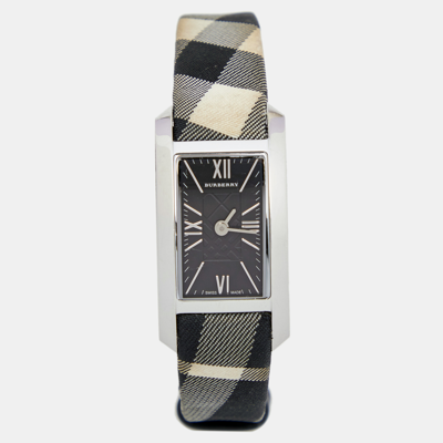 Pre-owned Burberry Black Stainless Steel Canvas Heritage Nova Check Bu1080 Women's Wristwatch 20 Mm In Multicolor
