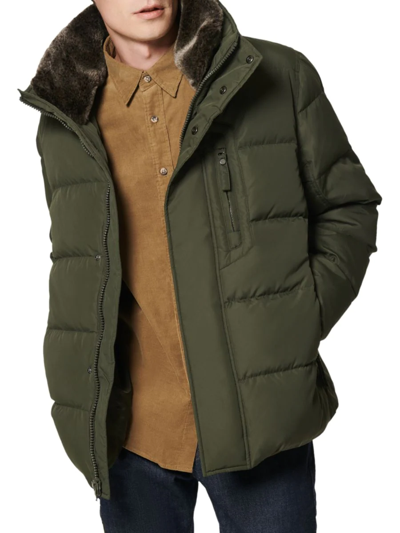 Marc New York Men's Horizon Faux Fur-trimmed Down Puffer Jacket In Military