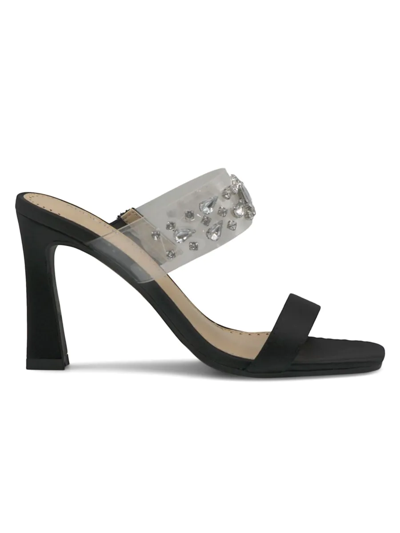 Adrienne Vittadini Women's Gothic Embellished Strap Slide Sandals Women's Shoes In Black-vs
