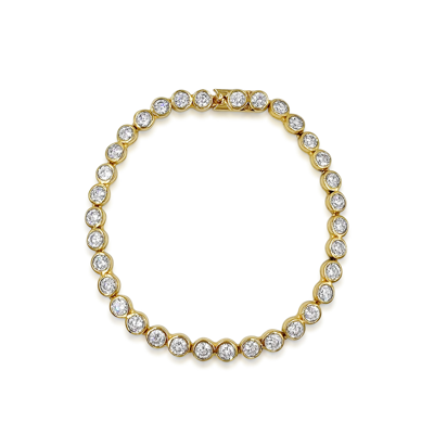 Daphine Chris Tennis Necklace In Gold Plated Brass,cubic Zirconin
