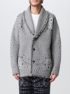 Alanui Shawl-collar Bandana-jacquard Cashmere Cardigan In Blue