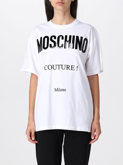 Moschino Couture Jersey T-shirt With Logo In White