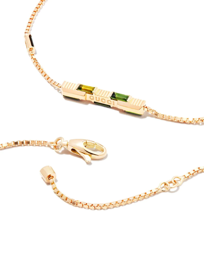 Gucci Link To Love Baguette Tourmaline Necklace In Gold
